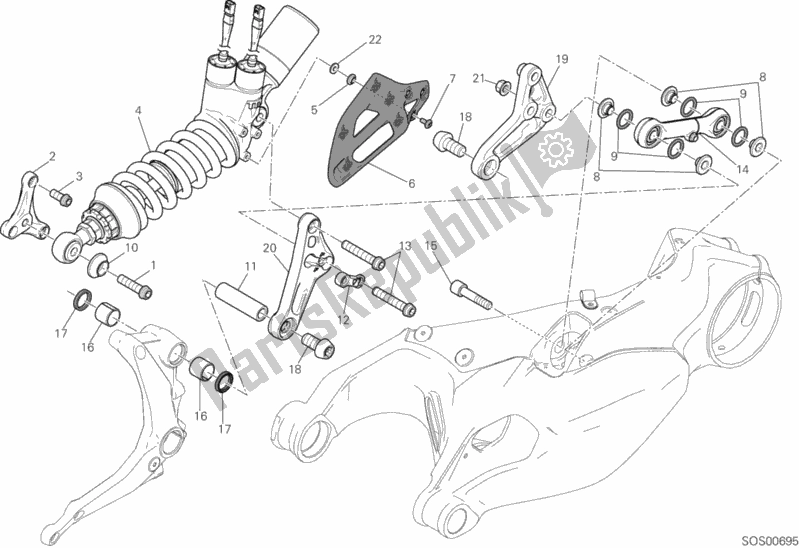 Wszystkie części do Sospensione Posteriore Ducati Superbike 1199 Panigale R USA 2014